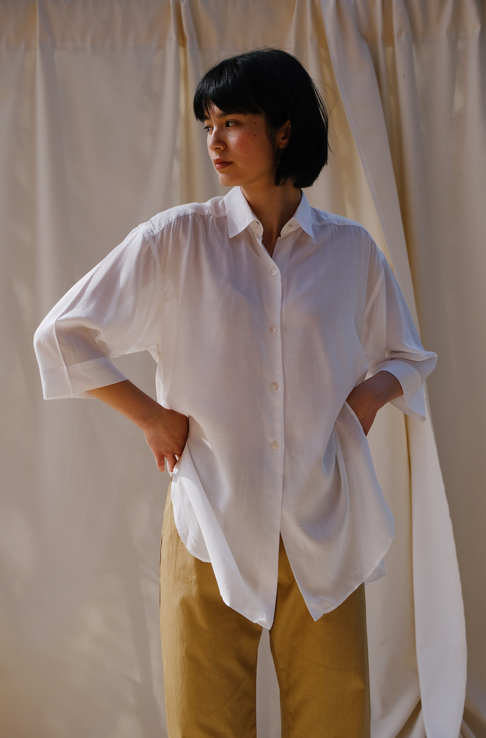 Mid Sleeve Shirt – White