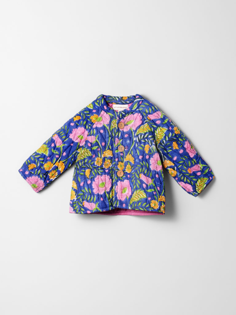 Kids Quilted Jacket – Wildflower Blue
