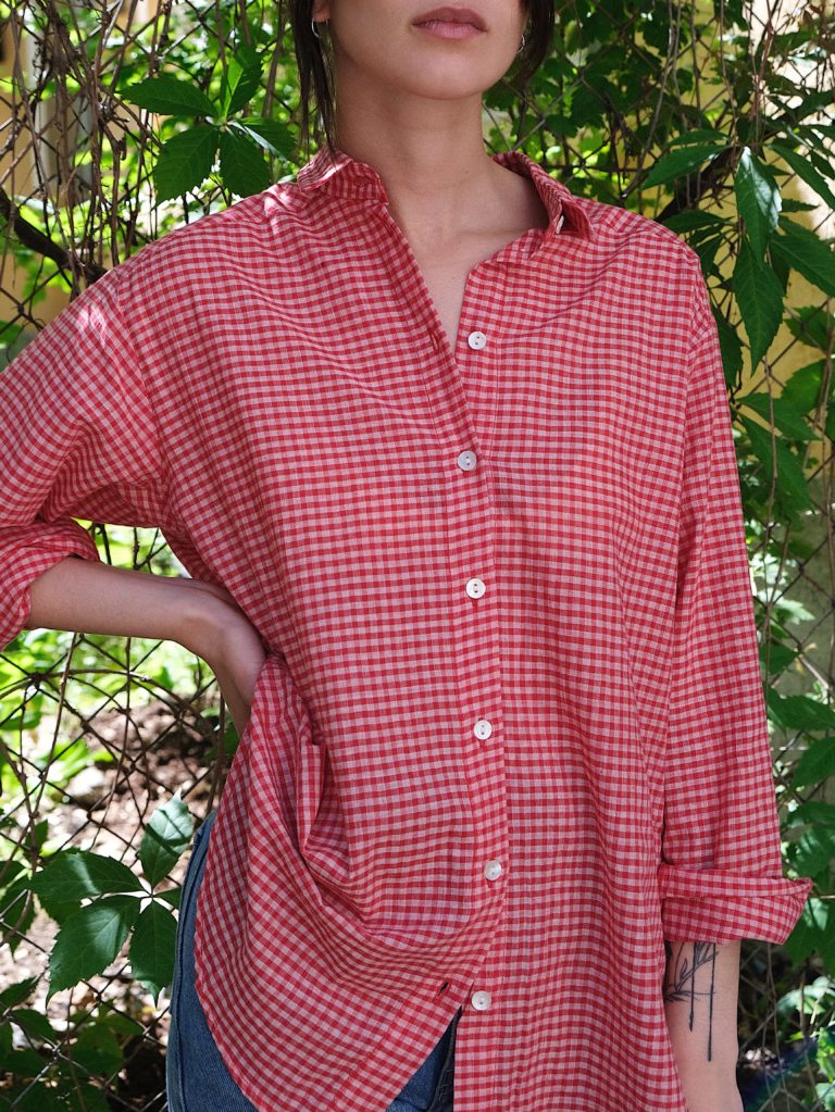Checkered Woven Shirt – Red