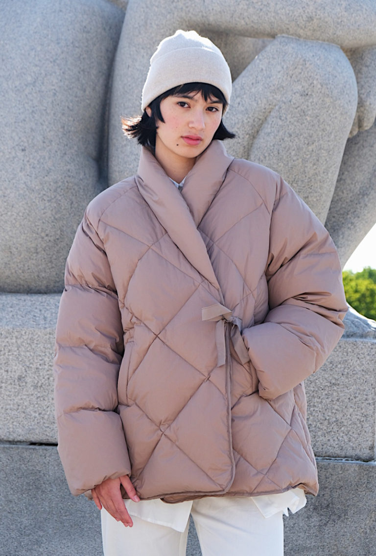 Wrap Down Puffer – Light Taupe