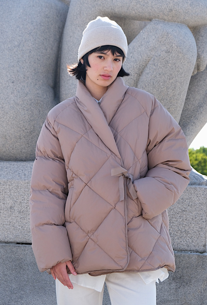 Wrap Down Puffer – Light Taupe