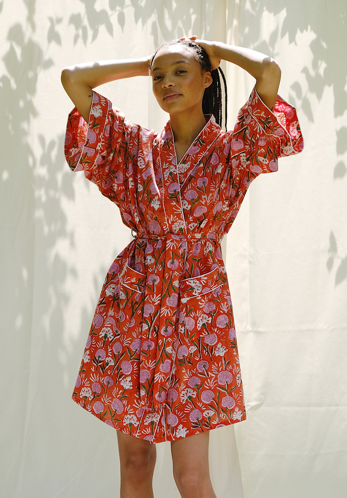 Kimono Robe Midi – Dhalia Tangerine