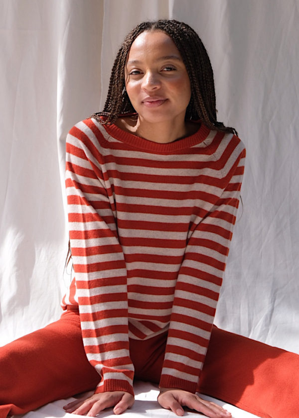 Merino Top - Striped Rosehip -