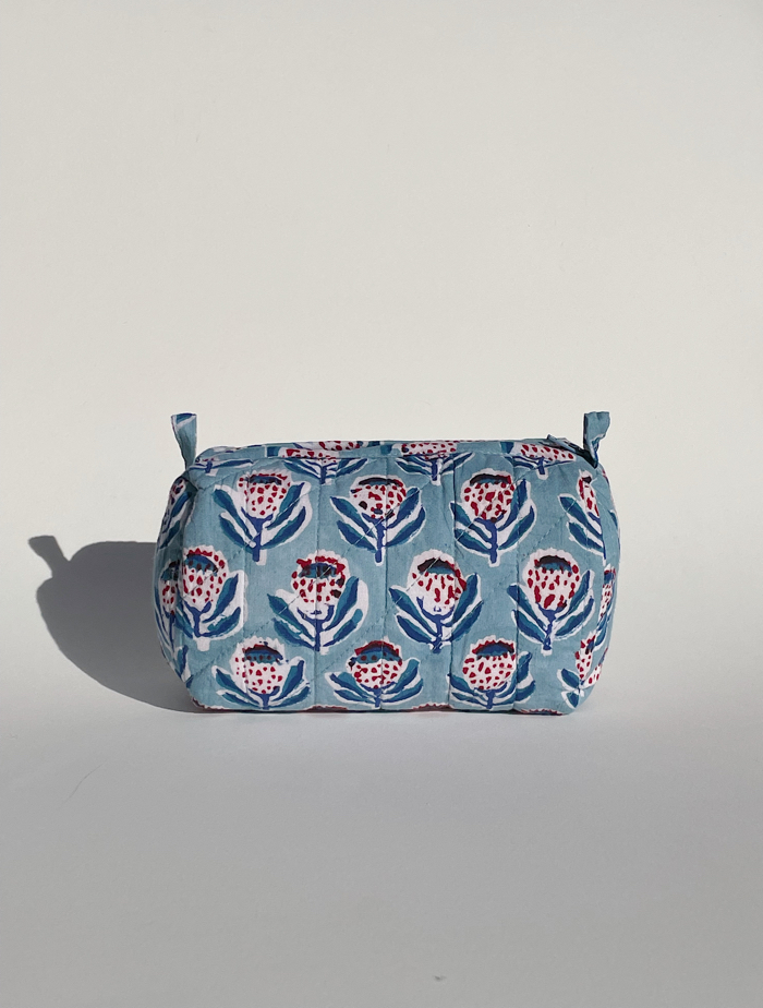 Quilted Cosmetic Bag – Blue Thistle