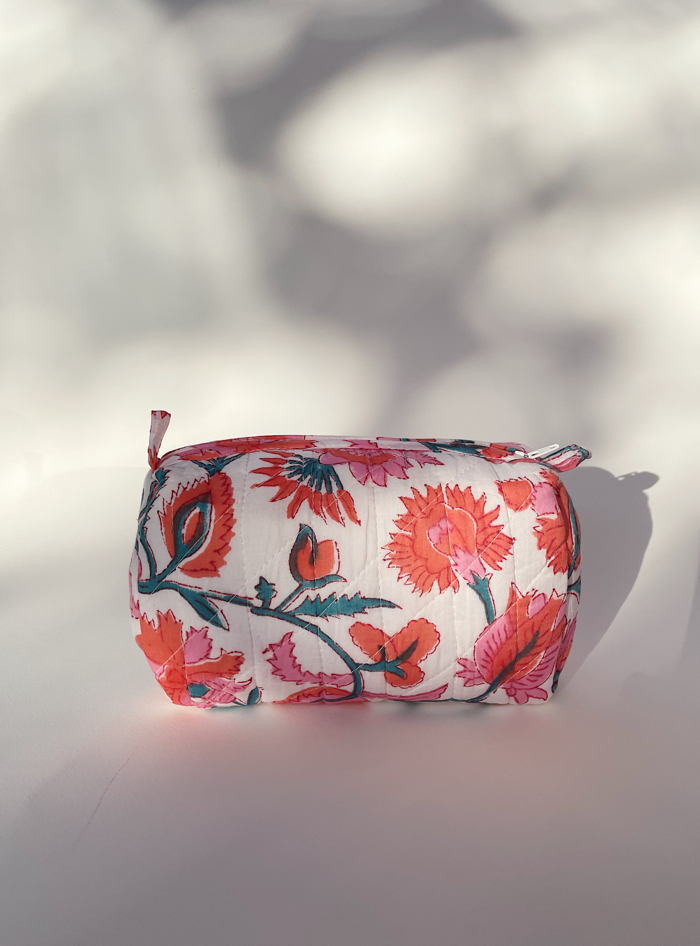 Quilted Cosmetic Bag – Floral Blush