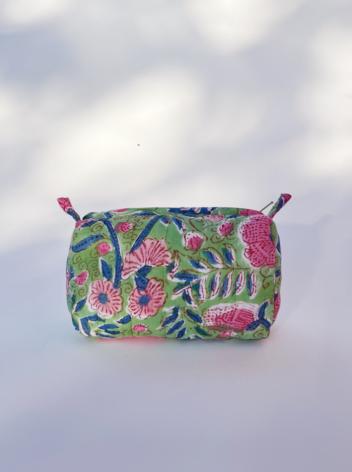 Quilted Cosmetic Bag – Poppy Green