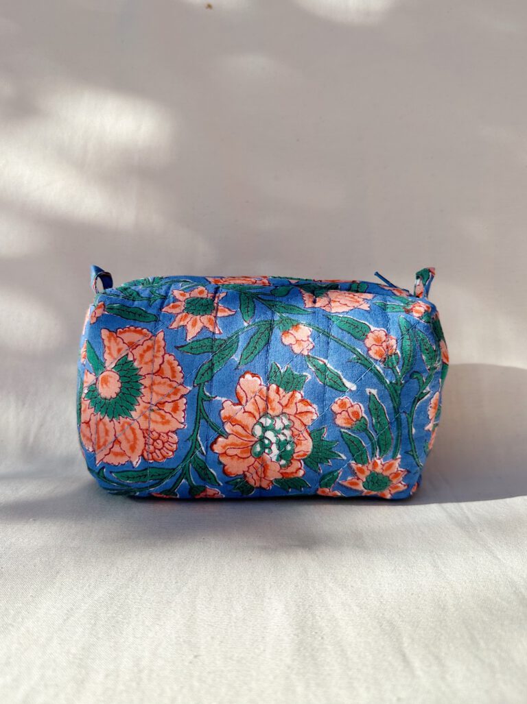 Quilted Cosmetic Bag – Peach Petunia