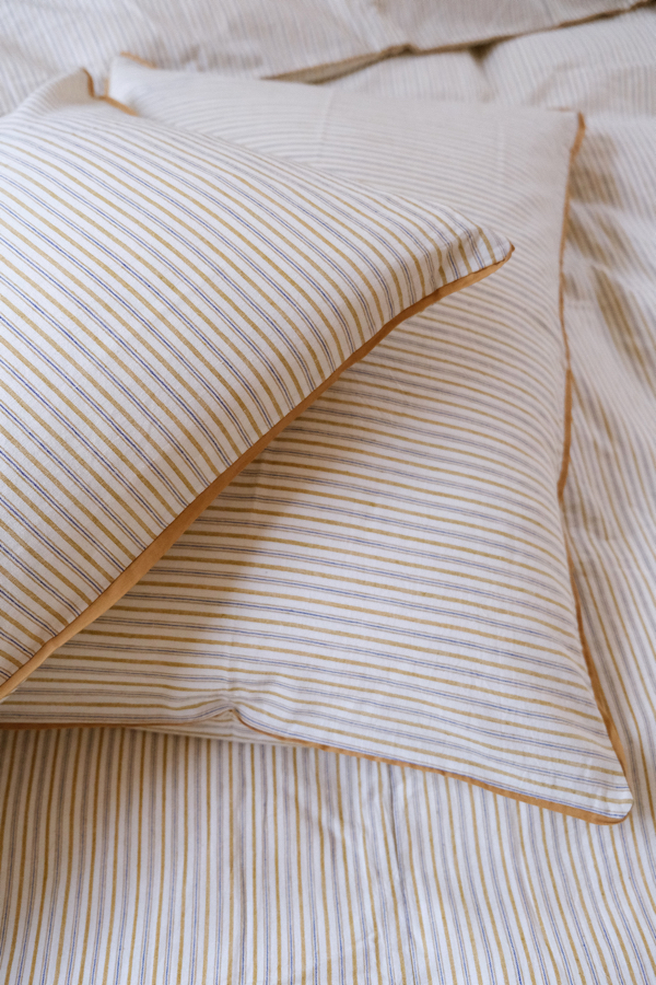 Khadi Bed Set – Mustard Stripes