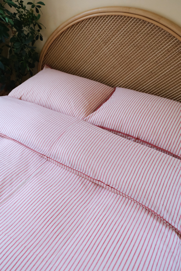 Khadi Bed Set – Red Stripes