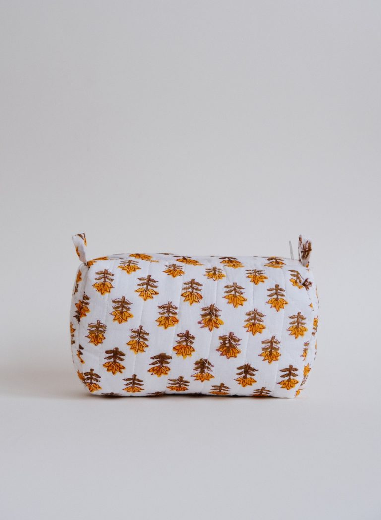 Quilted Cosmetic Bag – Yellow Flowers