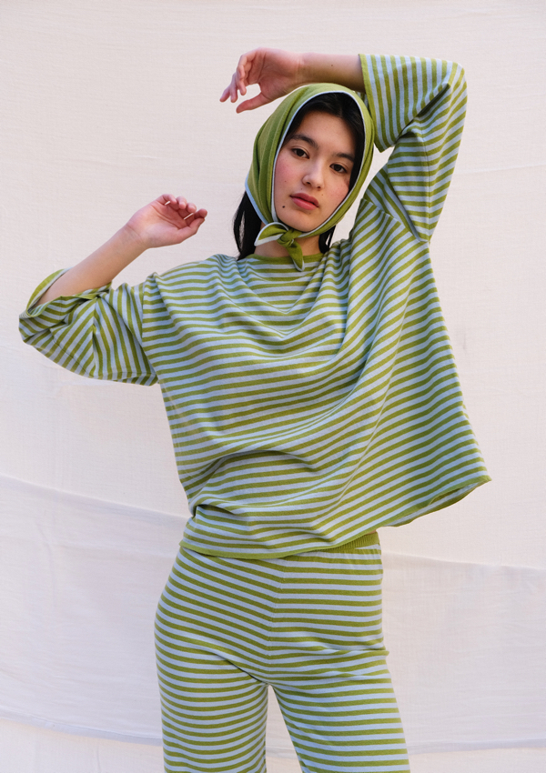 Striped Longsleeve – Pooltile / Lime