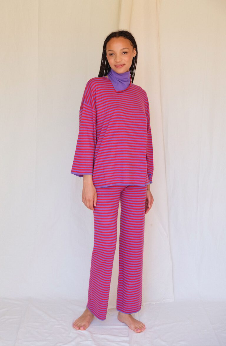 Knitted Striped Set – Violet Poppy