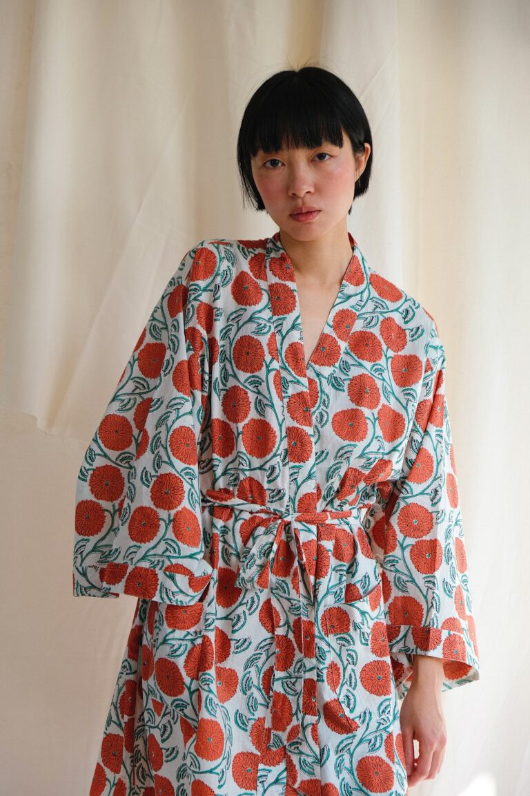 Kimono Robe Midi – Red Dahlia