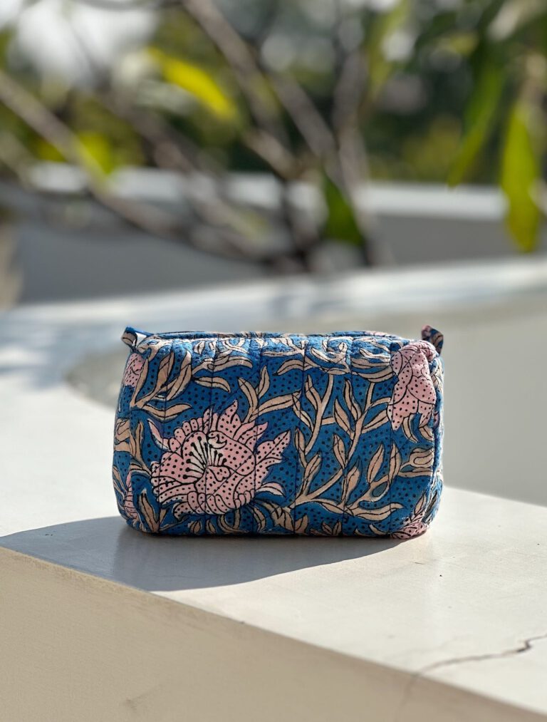 Quilted Cosmetic Bag – Pink Lotus