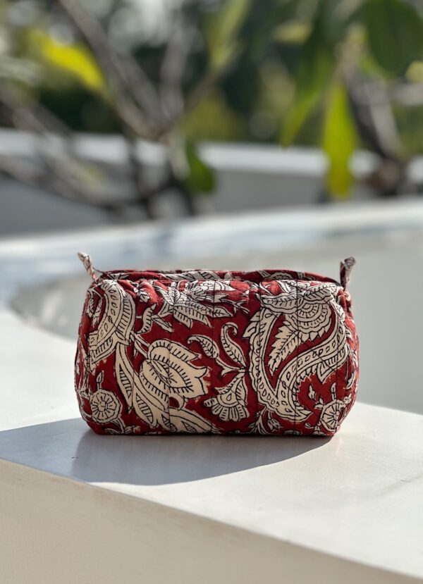 Quilted Cosmetic Bag - Carmine