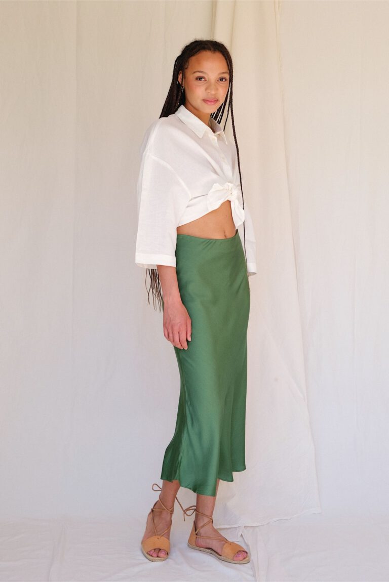 Satin Modal Skirt – Emerald