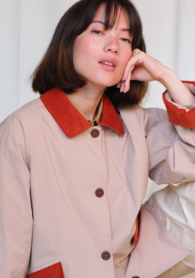 Cord Collar jacket – Sand / Burnt Orange