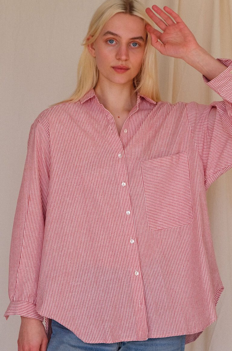 Pinstripe Cotton Shirt – Red/ White