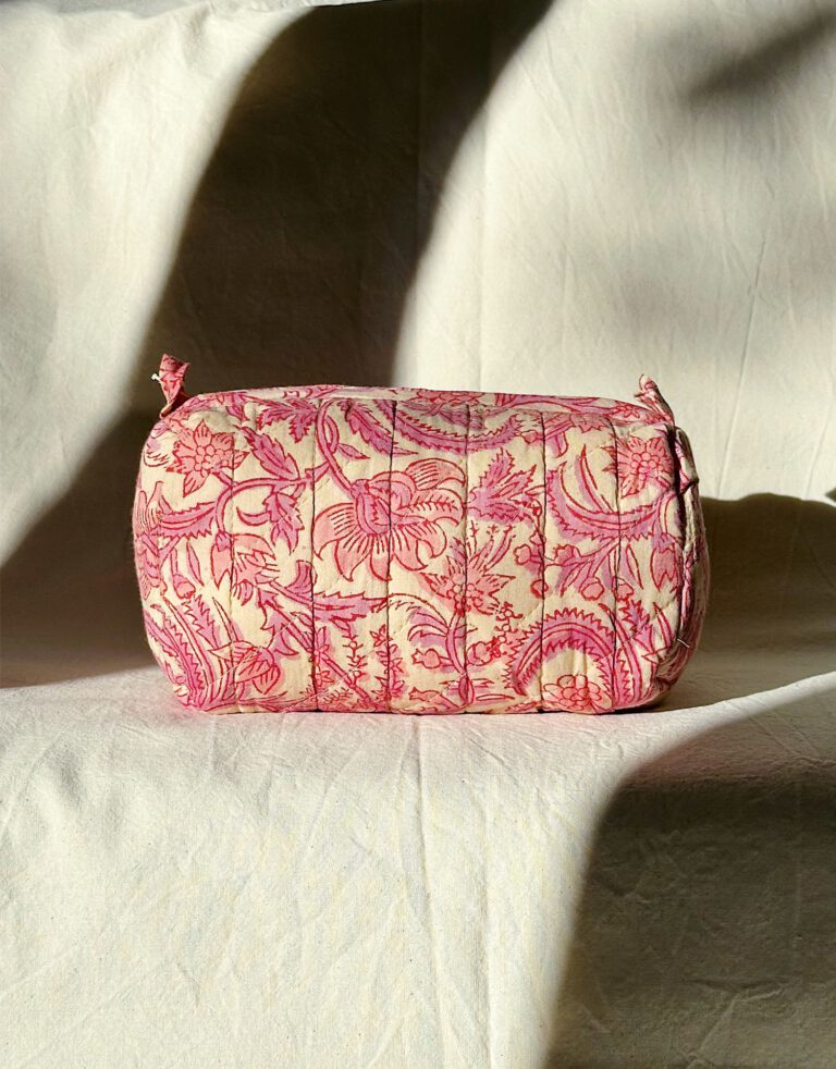 Quilted Cosmetic Bag – Antique Pink