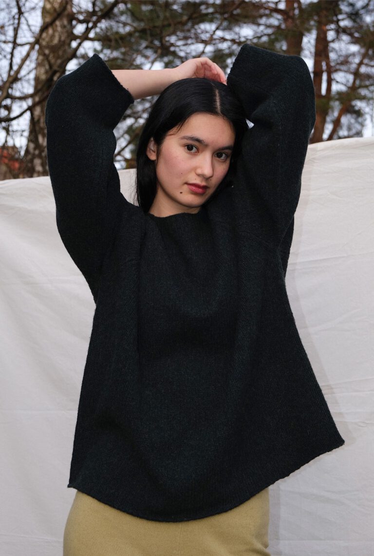 Chunky Raglan Knit – Black Pine