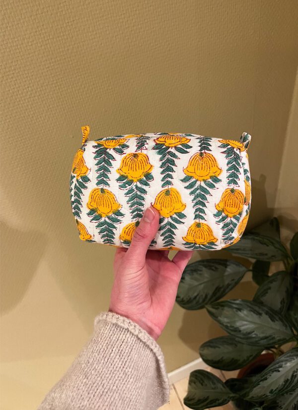 Quilted Cosmetic Bag - Yellow Bell