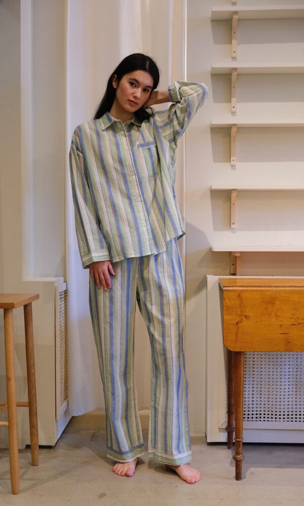 Pyjama Set - Green/ Blue Stripes - Image 2