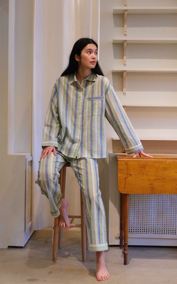 Pyjama Set - Green/ Blue Stripes - Image 3