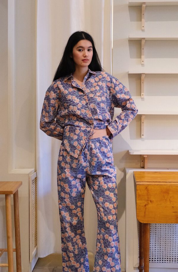 Pyjama Set - Blue/ Pink Flowers