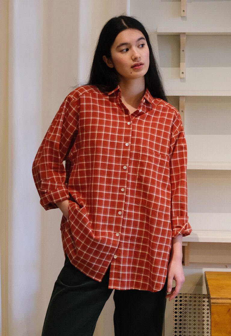 Plaid Cotton Shirt – Rust