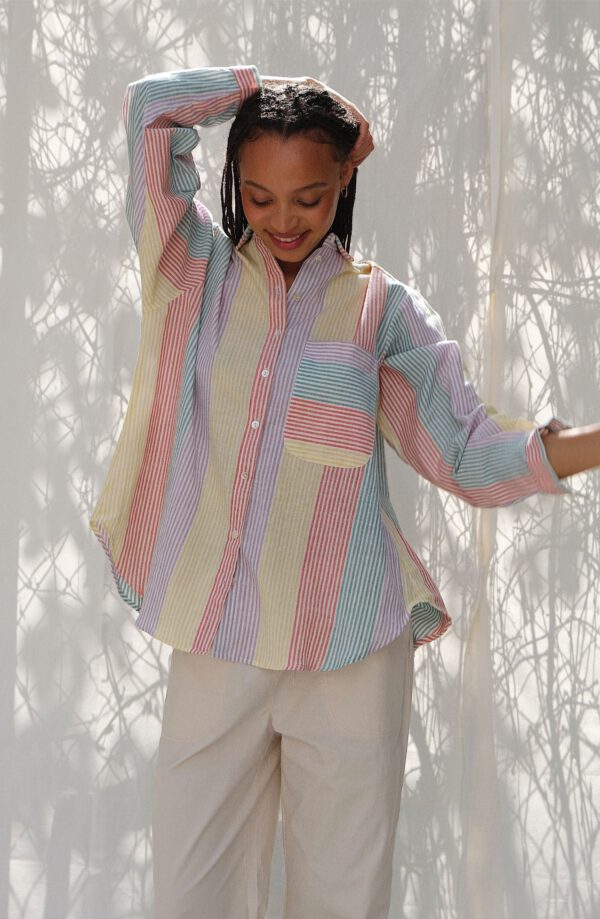 Striped Cotton Shirt - Pastel - Image 4