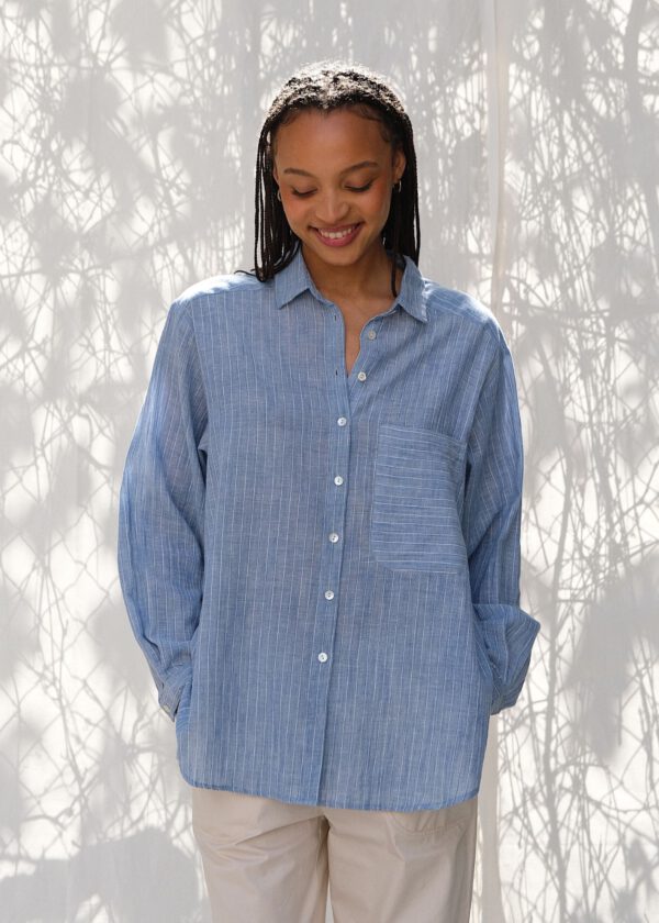 Striped Cotton Shirt - Blue