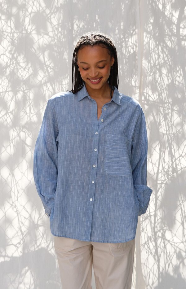 Striped Cotton Shirt - Blue