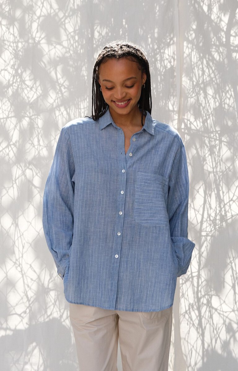 Striped Cotton Shirt – Blue
