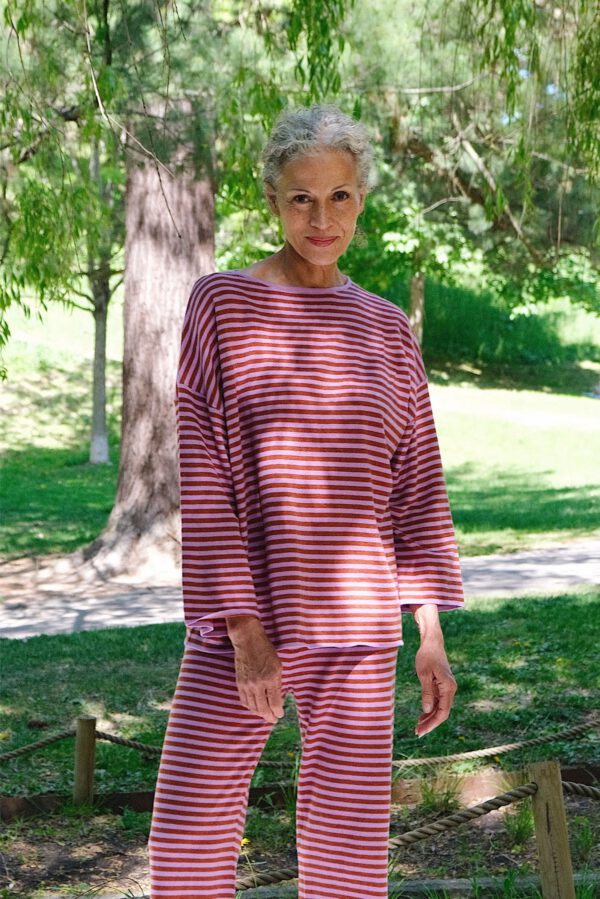 Striped Fine Knit Set - Violet/ Auburn - Image 3
