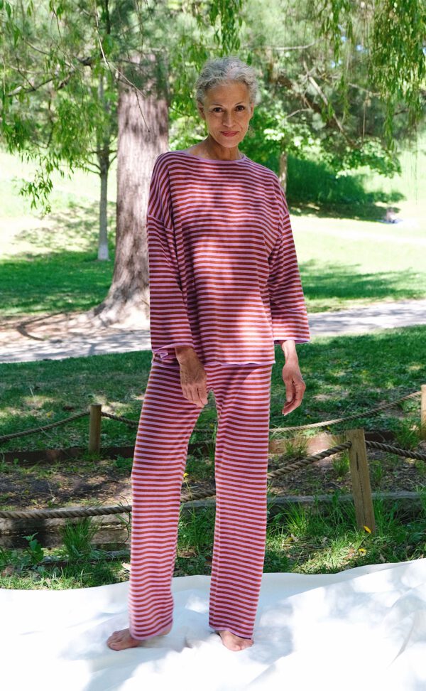 Striped Fine Knit Set - Violet/ Auburn - Image 4