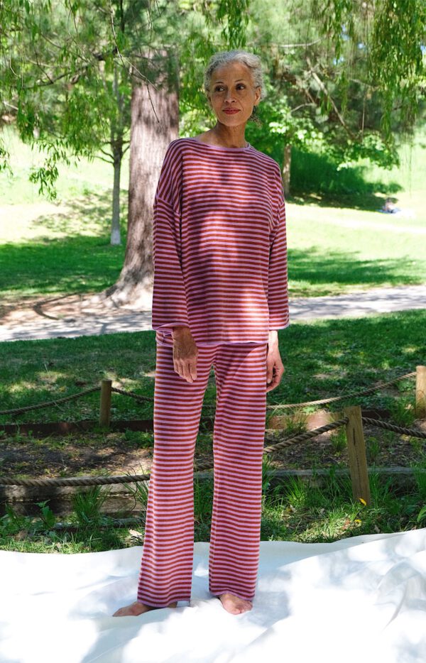 Striped Fine Knit Set - Violet/ Auburn - Image 2