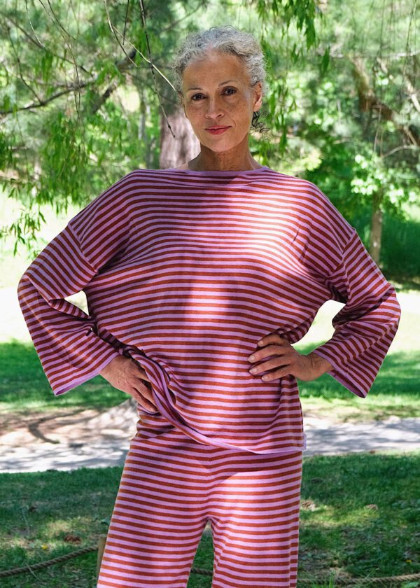 Striped Fine Knit Set - Violet/ Auburn