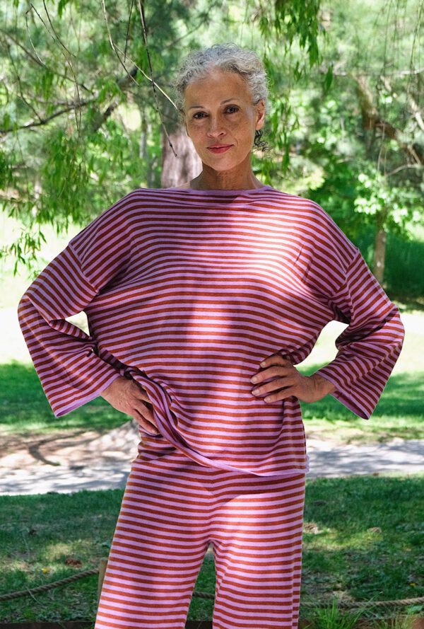 Striped Fine Knit Set - Violet/ Auburn