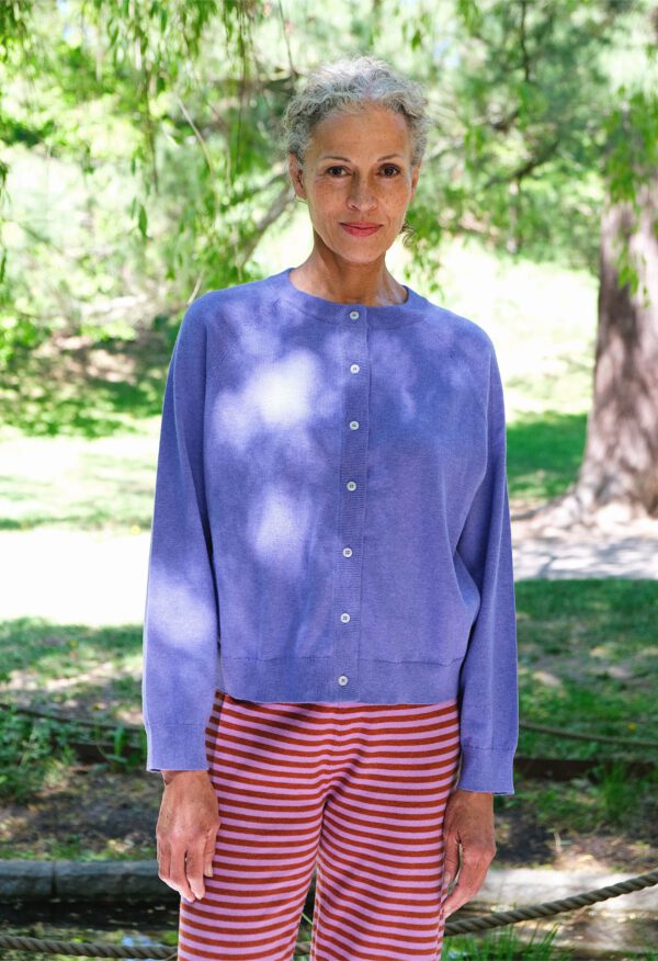 Fine Knit Cardigan - Violet - Image 2