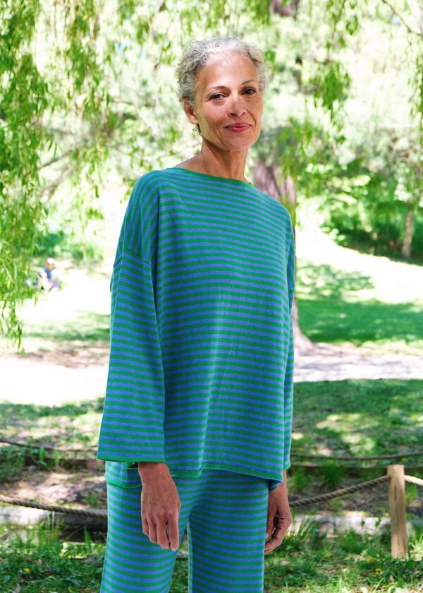 Striped Fine Knit Set - Bergamot/ Zaffre