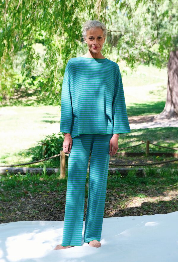 Striped Fine Knit Set - Bergamot/ Zaffre - Image 2