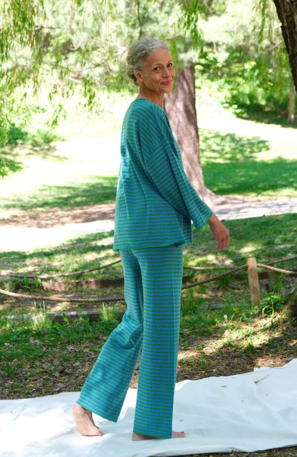 Striped Fine Knit Set - Bergamot/ Zaffre - Image 3