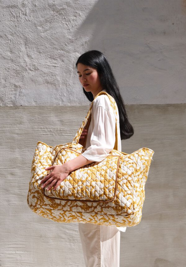 Large Quilted Bag - Honey Mustard - Image 4