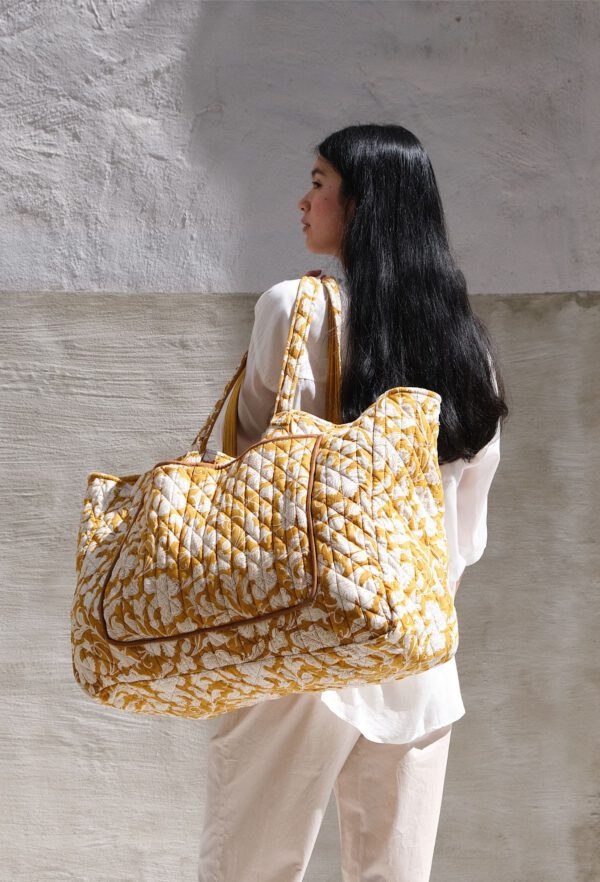Large Quilted Bag - Honey Mustard - Image 2