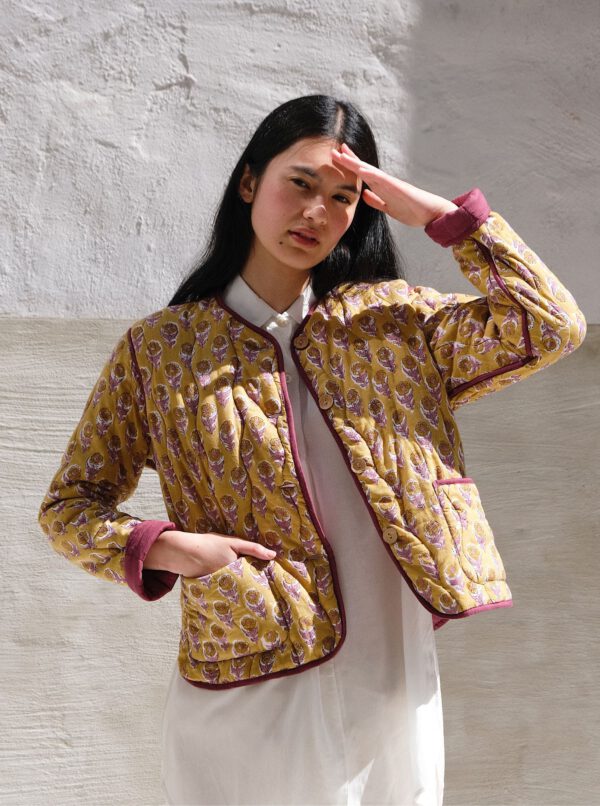 Short Quilted Jacket - Mustard Violet - Image 6