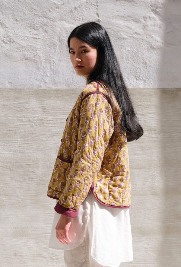 Short Quilted Jacket - Mustard Violet - Image 2