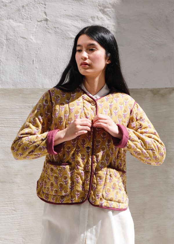 Short Quilted Jacket - Mustard Violet - Image 3