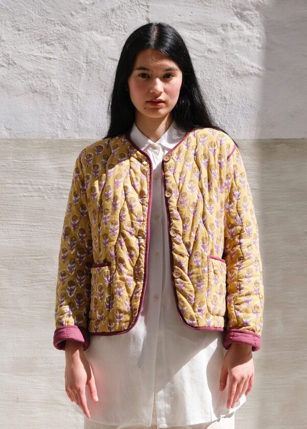 Short Quilted Jacket - Mustard Violet