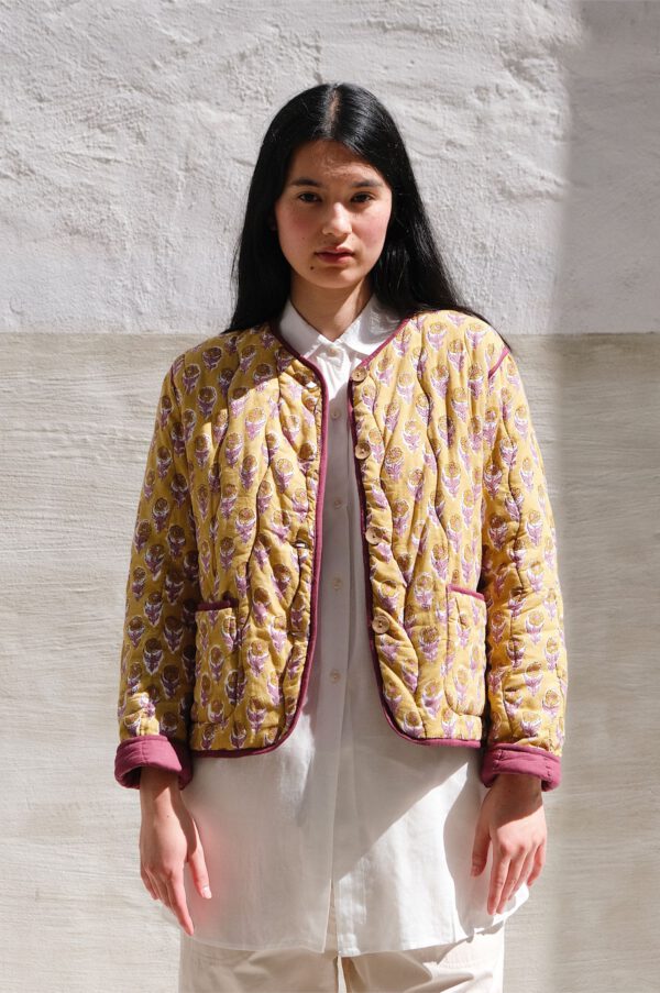 Short Quilted Jacket - Mustard Violet