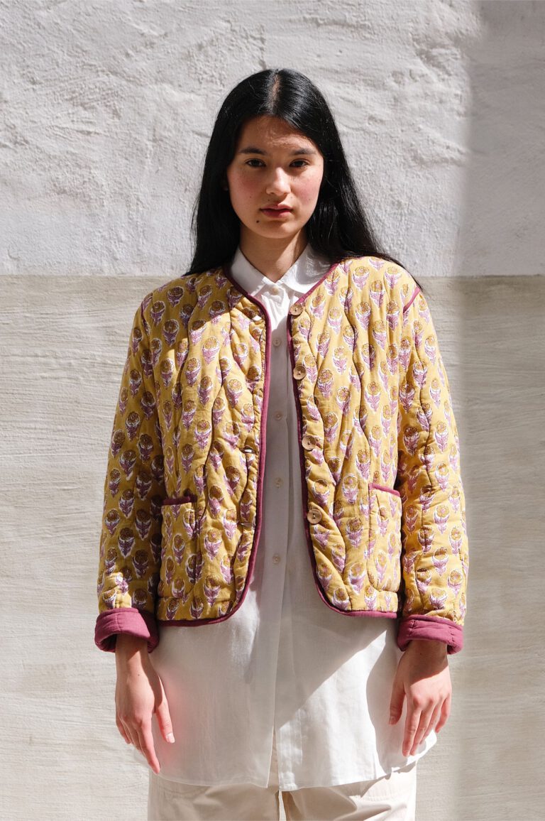 Short Quilted Jacket – Mustard Violet